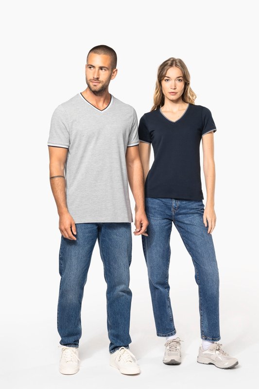 T-shirt maille piquée col V femme – Image 11