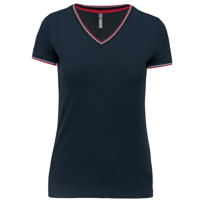 T-shirt maille piquée col V femme – Image 21