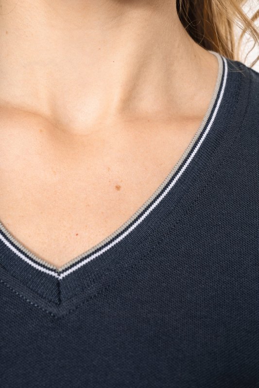 T-shirt maille piquée col V femme – Image 5