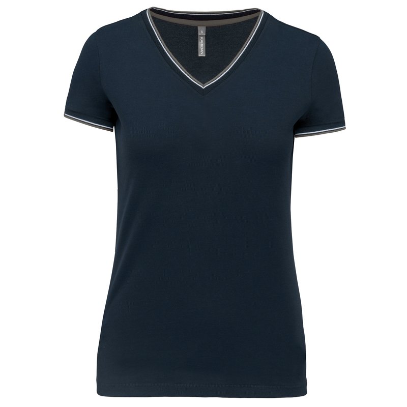 T-shirt maille piquée col V femme – Image 20