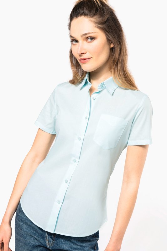 Chemise popeline polycoton manches courtes entretien facile femme