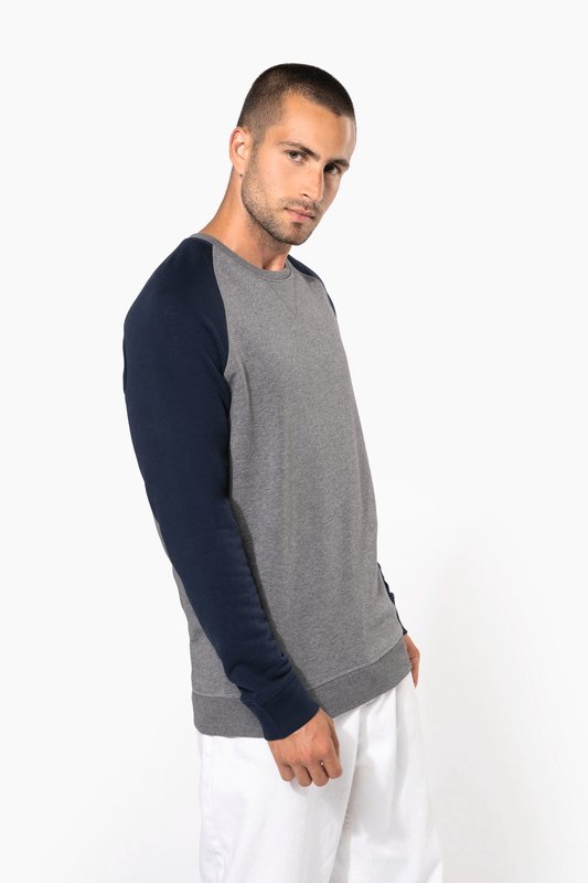 Sweat-shirt French Terry Bio bicolore col rond manches raglan homme – Image 9