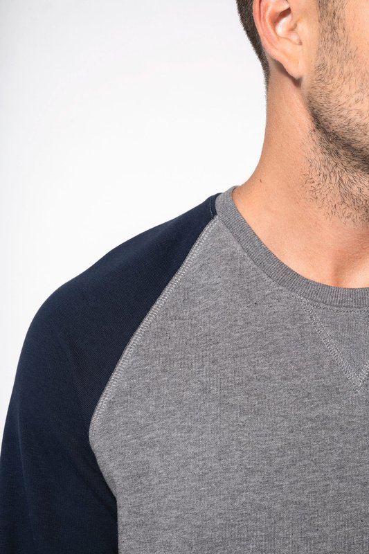 Sweat-shirt French Terry Bio bicolore col rond manches raglan homme – Image 6