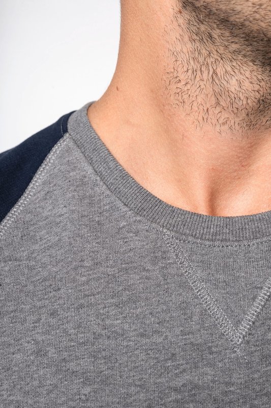 Sweat-shirt French Terry Bio bicolore col rond manches raglan homme – Image 5