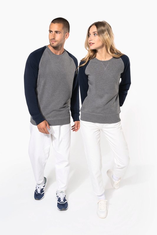Sweat-shirt French Terry Bio bicolore col rond manches raglan homme – Image 18