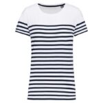 Blanc / Rayures marine