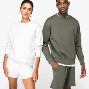 Sweat-shirt écoresponsable à col rond à épaules tombantes molleton gratté unisexe