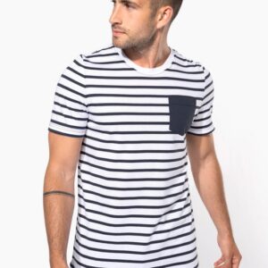 T-shirt rayé marin avec poche manches courtes homme