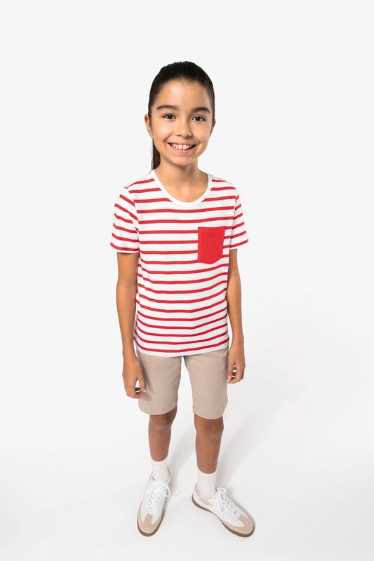 T-shirt rayé marin avec poche manches courtes enfant – Image 8