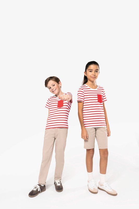 T-shirt rayé marin avec poche manches courtes enfant – Image 13