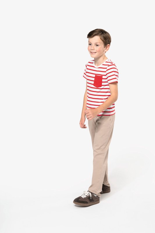 T-shirt rayé marin avec poche manches courtes enfant – Image 16