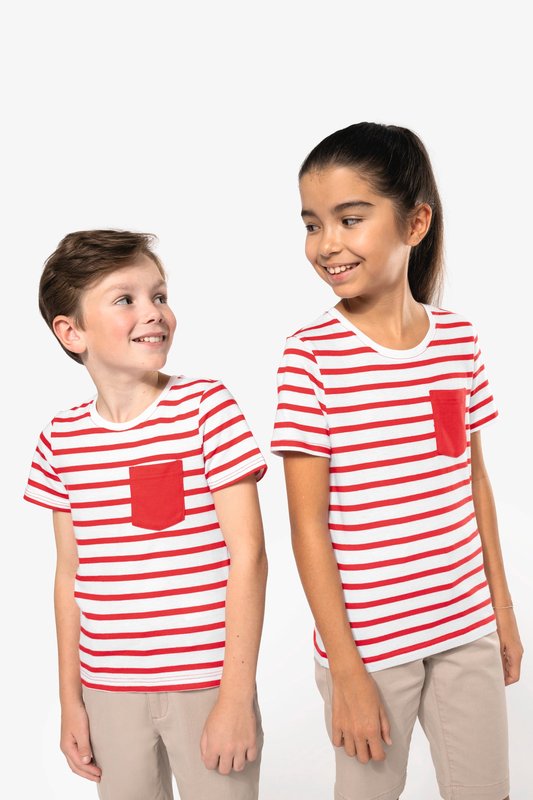 T-shirt rayé marin avec poche manches courtes enfant – Image 10
