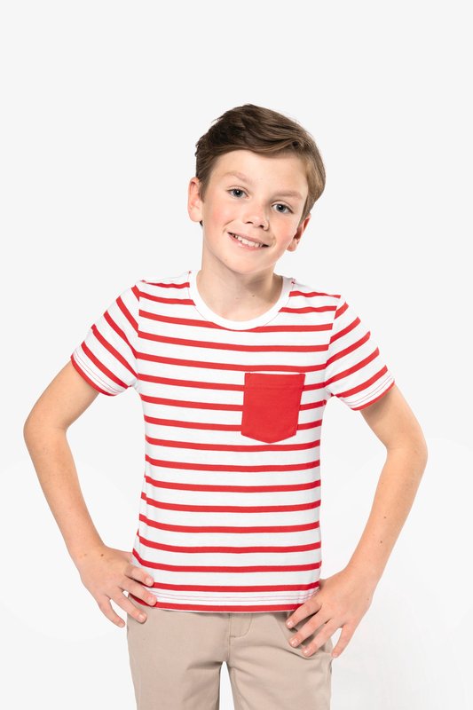 T-shirt rayé marin avec poche manches courtes enfant – Image 17