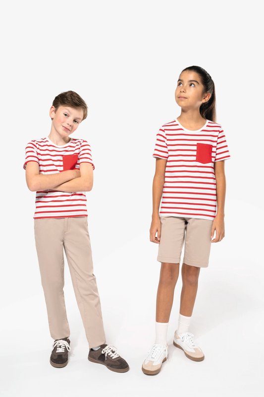 T-shirt rayé marin avec poche manches courtes enfant – Image 11