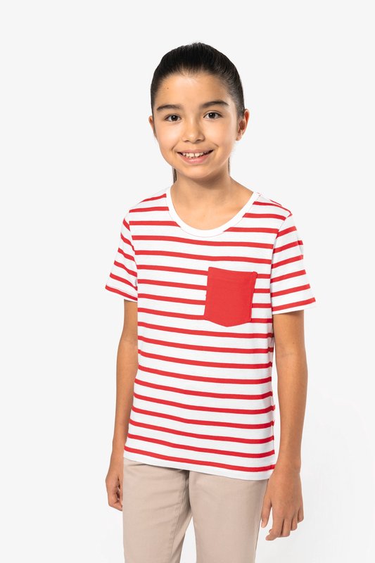 T-shirt rayé marin avec poche manches courtes enfant – Image 12