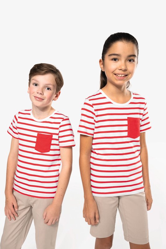 T-shirt rayé marin avec poche manches courtes enfant – Image 14