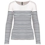 Blanc / Rayures marine