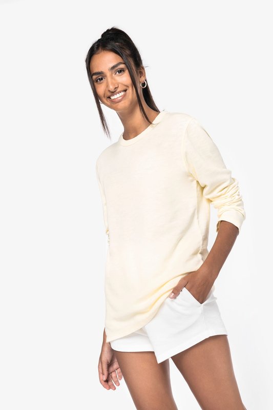 Sweat-shirt écoresponsable à col rond délavé French Terry unisexe – Image 4