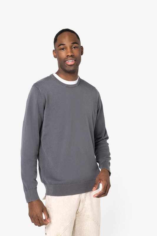Pull écoresponsable délavé à col rond homme