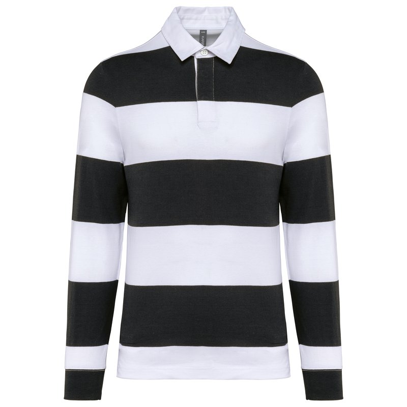 Polo rugby rayé manches longues unisexe – Image 4