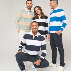 Polo rugby rayé manches longues unisexe