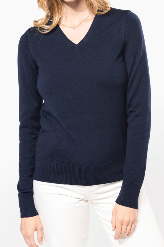 Pull Mérinos col V femme