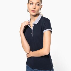 Polo piqué bicolore femme