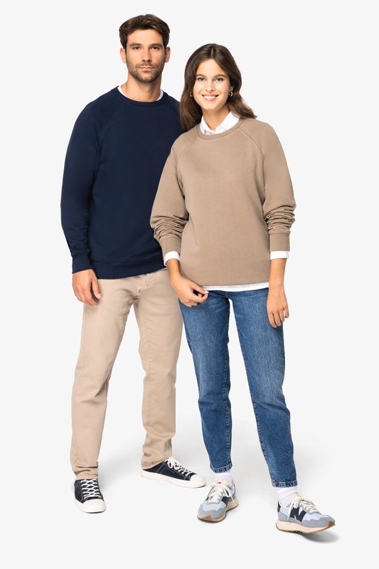 Sweat-shirt écoresponsable à col rond raglan French Terry unisexe – Image 3