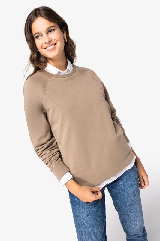 Sweat-shirt écoresponsable à col rond raglan French Terry unisexe – Image 5