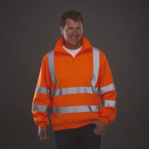 Sweat-shirt 1/4 zip haute visibilité