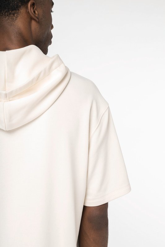 Sweat-shirt écoresponsable à capuche à épaules tombantes manches courtes French Terry unisexe – Image 7