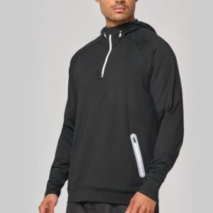 Sweat-shirt à capuche 1/4 zip sport unisexe