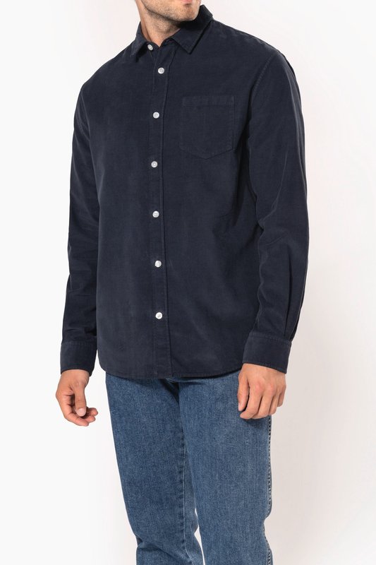 Chemise manches longues en velours homme – Image 8