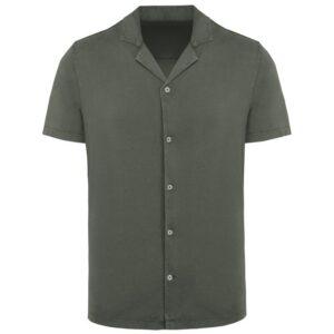 Chemise écoresponsable délavée en jersey manches courtes à col bowling homme