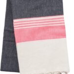 Gris foncé / Rayure rose tropical