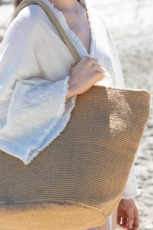 Sac shopping en fils de jute tressée, effet toile tricotée – Image 2