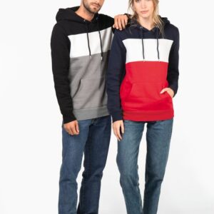 Sweat-shirt tricolore à capuche unisexe