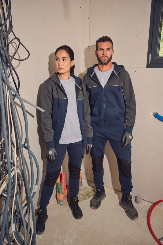 Veste molleton bicolore zippée à capuche écoresponsable unisexe – Image 9