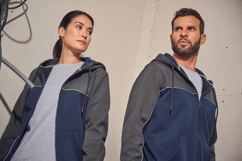 Veste molleton bicolore zippée à capuche écoresponsable unisexe – Image 40