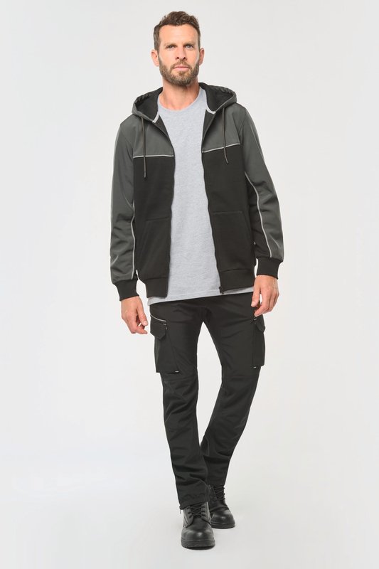 Veste molleton bicolore zippée à capuche écoresponsable unisexe – Image 5