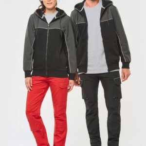 Veste molleton bicolore zippée à capuche écoresponsable unisexe
