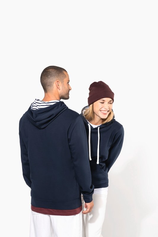 Sweat-shirt à capuche contrastée à motifs unisexe – Image 11