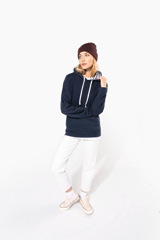 Sweat-shirt à capuche contrastée à motifs unisexe – Image 17