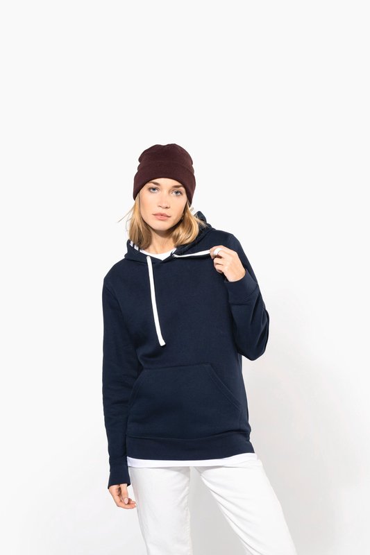Sweat-shirt à capuche contrastée à motifs unisexe – Image 21