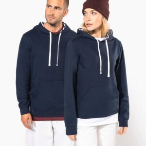 Sweat-shirt à capuche contrastée à motifs unisexe