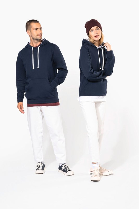 Sweat-shirt à capuche contrastée à motifs unisexe – Image 24