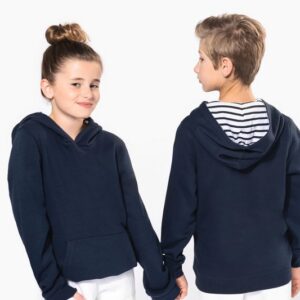 Sweat-shirt à capuche contrastée à motifs enfant unisexe
