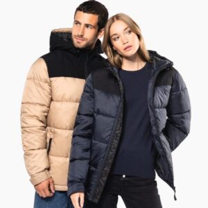 Parka matelassée à capuche bi-ton unisexe