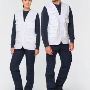 Gilet polycoton multipoches doublé unisexe