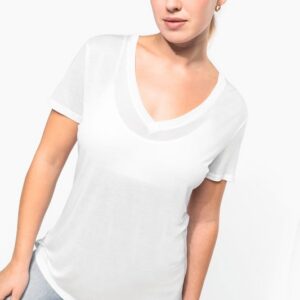 T-shirt Lyocell TENCEL™ col V manches courtes femme